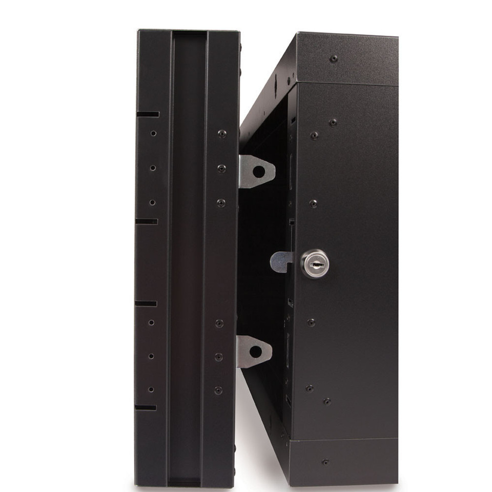 6U LINIER® Swing-Out Wall Mount Cabinet, door latch view