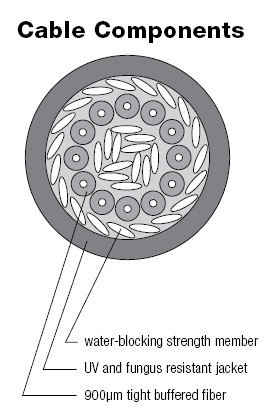 12-Strand AFL In/Outdoor Tight Buffered Cable OFNP Plenum Singlemode Fiber 9/125