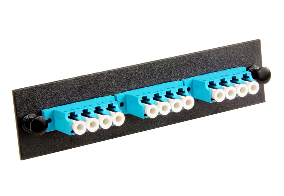 LC コンプセット 12-Fiber, LC Quad, LGX Compatible Adapter Panel, Aqua
