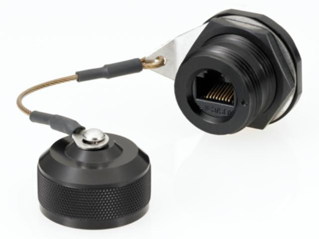 RJ-45 Jam-nut, Dust Cap, Non-Shielded, Sealed, Anodized