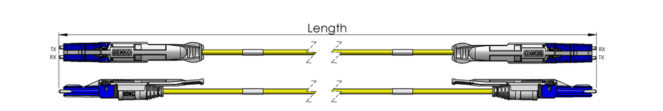 Fiber Patch Cable, CS-CS, UPC, Singlemode 9/125 Micron OS2 Fiber, Senko CS 55mm, Pull Tab, 2.0mm MicroDual OFNR Rated - Image 2