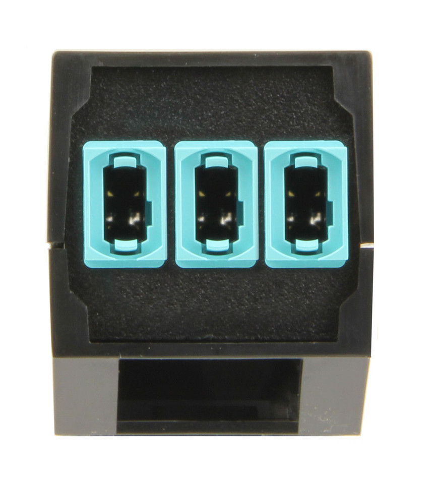 HD8² Cassette, 36 Strand, 50/125 OM3, MDC/UPC (18) Port, Aqua Duplex, Front - (3) Port MTP Elite 12 Fiber Rear, Male Aqua, Straight (Type A) Pinout