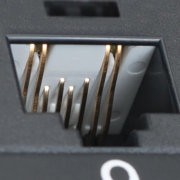 PATCH PANEL, CAT6A, 24-P, 1 RMS, RJ45 connector close up