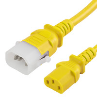 P-Lock Secure Locking Power Cord, C14 to C13, 18 AWG, 10Amp, 250V, SVT Jacket, Yellow