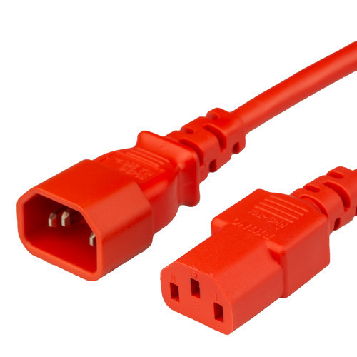 1413-H-012-RED - Power Cord, C14 to C13, 14/3 AWG, 15Amp, 250V SJT Jacket, Red cord ends