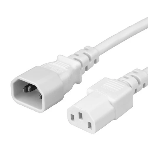 1413-H-012-WHT - Power Cord, C14 to C13, 14/3 AWG, 15Amp, 250V SJT Jacket, White cord ends