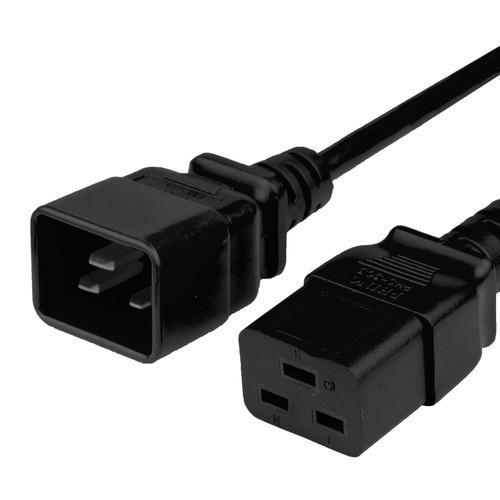 C20 to C19 Power Cord, 12/3 AWG, 20 Amp, 250V SJT Black Jacket