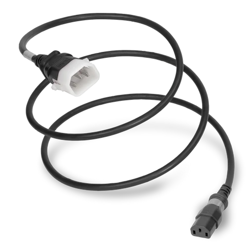 DL1413-H-024 - Dual Lock - P-Lock Secure Locking Power Cord, C14 (P-Lock) to (Locking) C13, 14 AWG, 15 Amp, 250V, SJT Jacket, Black, (Coiled)