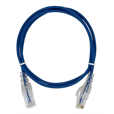 UL728-8006BU-CG - Cat6, 28AWG, Finger Boot, "Slim Jacket", Blue Jacket, coiled cable