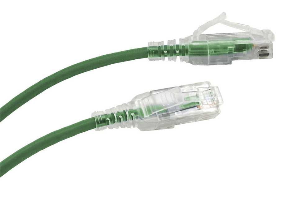 UL728-8006GN-CG - Cat6, 28AWG, Finger Boot, "Slim Jacket", Green Jacket, cable ends