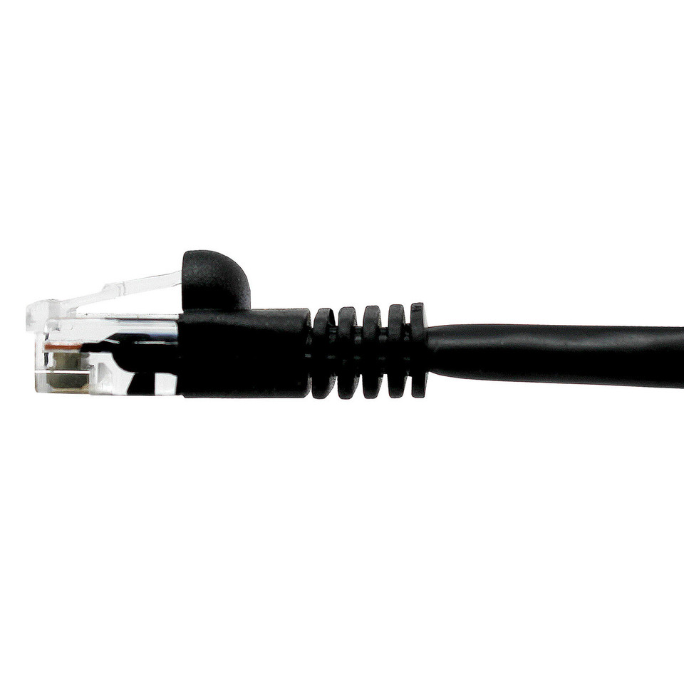 Cat5e Snagless Unshielded (UTP) Ethernet Cable - Black Jacket, side view