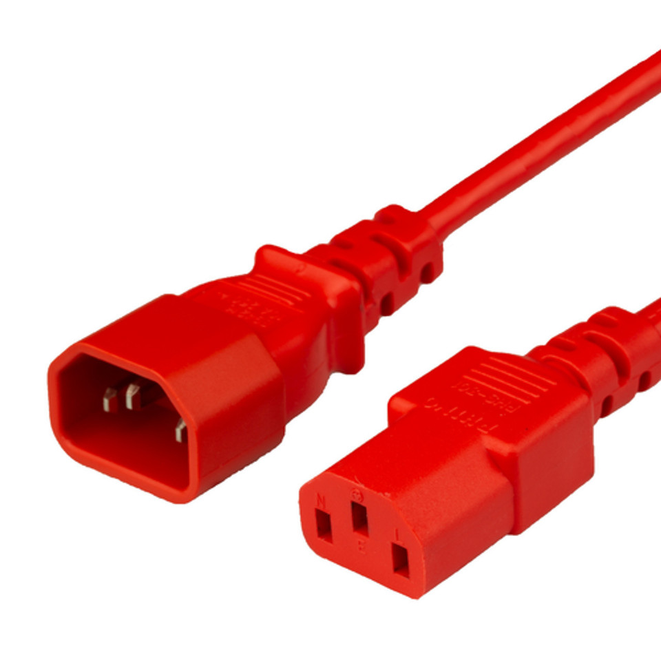 レッドコード Power Cord, C14 to C13, 18/3 AWG, Red | Shop | Cables Plus USA