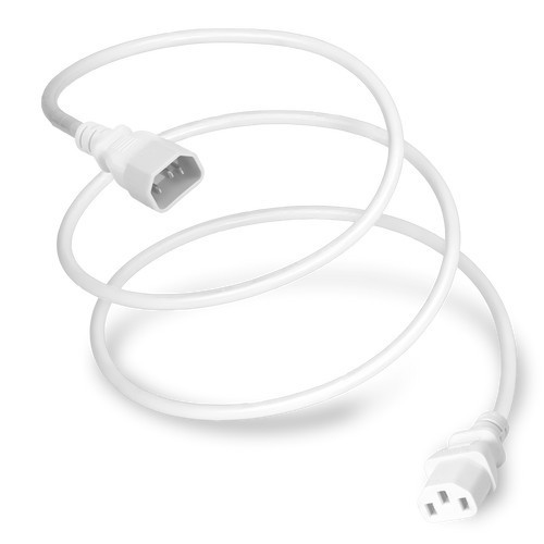 1413-F-012-WHT - Power Cord, C14 to C13, 18/3 AWG, 10Amp, 250V SJT White Jacket, coiled