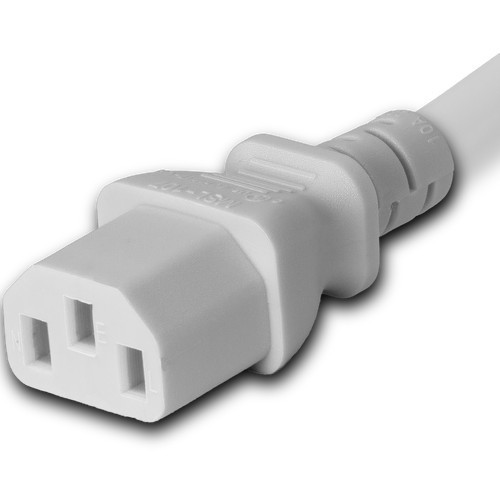 Power Cord, C14 to C13, 18/3 AWG, 10Amp, 250V SJT White Jacket (C13 side)