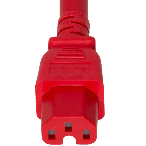 2015-H-024-RED - Power Cord, C20 to C15, 14/3 AWG, 15Amp, 250V SJT Red Jacket (C15 end)