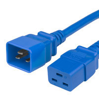 2019-J-012-BLU - Power Cord, C20 to C19, 12/3 AWG, 20 Amp, 250V SJT Blue Jacket (both ends)