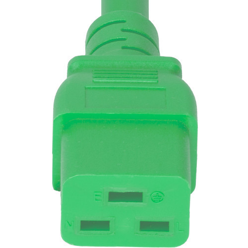 Power Cord, C20 to C19, 12/3 AWG, 20 Amp, 250V SJT Green Jacket (C19 end)