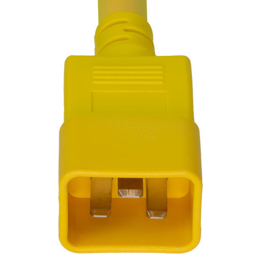 Power Cable, IEC 60320 C20 to C13, 14awg, 15AMP, 250V, Yellow Jacket (C20 end)