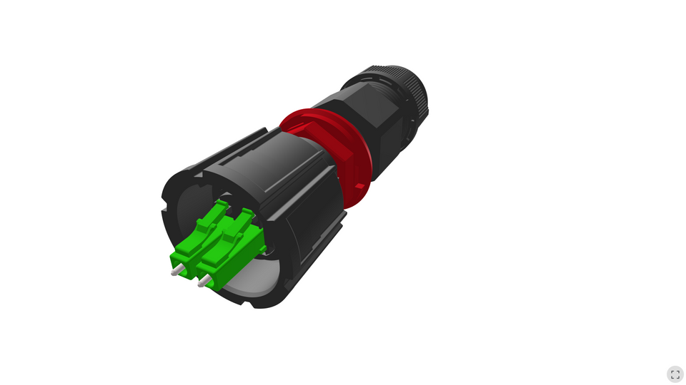 Senko - IP-16 LC Duplex Connector - Ruggedized, SM/APC, Green, 7.5 - 11mm