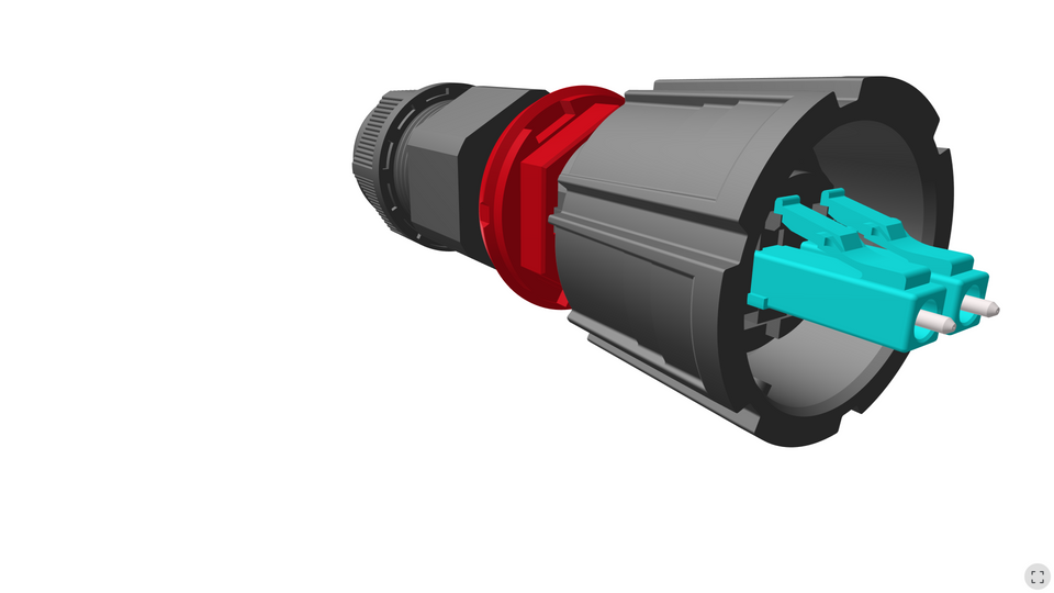 Senko - IP-16 LC Duplex Connector - Ruggedized, MM, Aqua, 7.5 - 11mm
