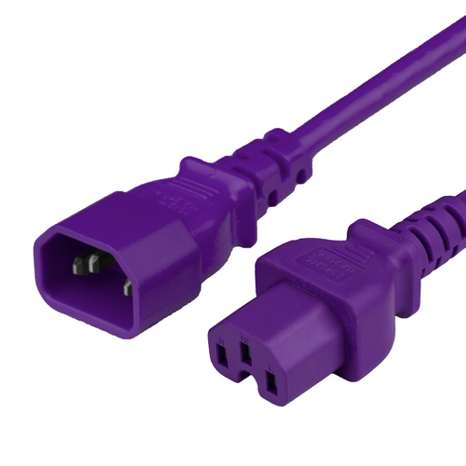 Power Cord, C14 to C15, 14/3, Purple | Shop | Cables Plus USA