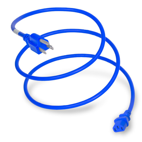 51513-H-012-BLU - Power Cord, NEMA, 5-15P, C13, 14/3, 15 Amp, 125V, SJT Jacket, Blue (Coiled)
