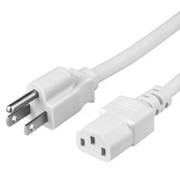 HD NEMA 5-15P to C13 Power Cord, 15A 125V, White