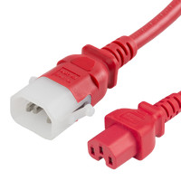 P-Lock Secure Locking Power Cord, C14 (P-Lock) to C15, 14 AWG, 15 Amp, 250V, SJT Jacket, Red