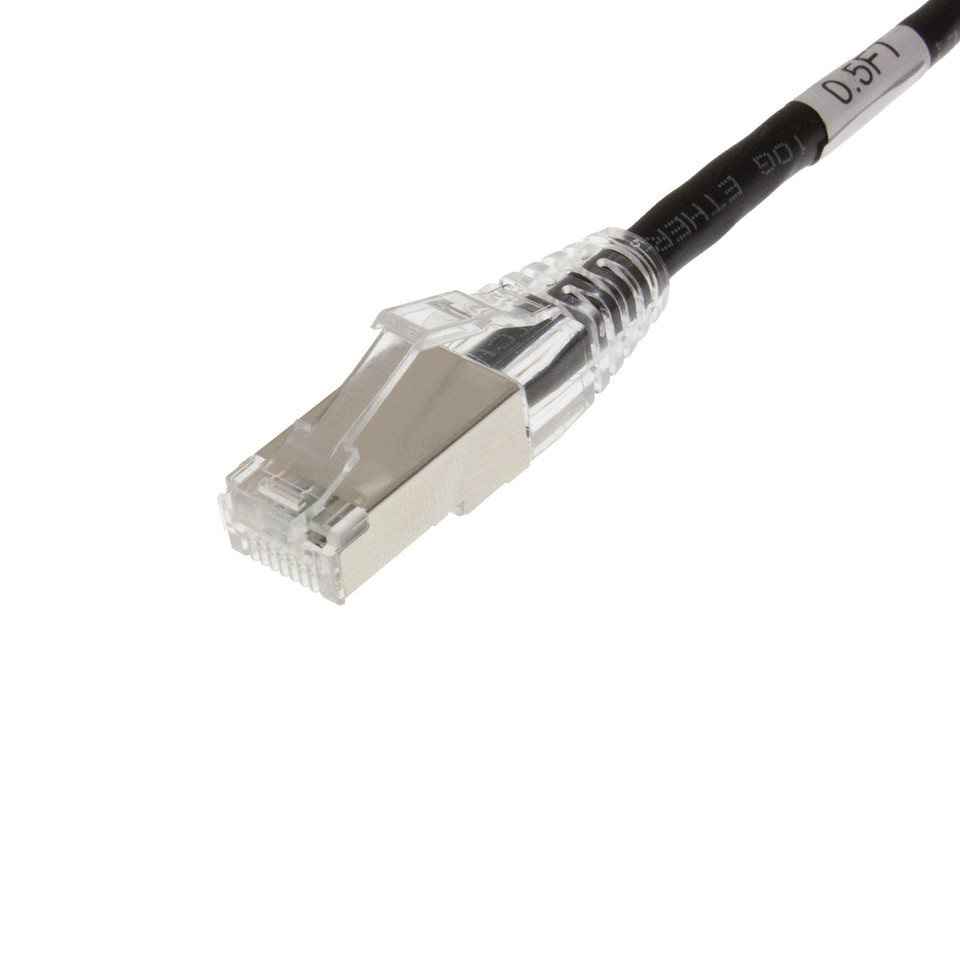 Cat6A Slim Jacket (STP) Ethernet Cable, Black | Cables Plus USA