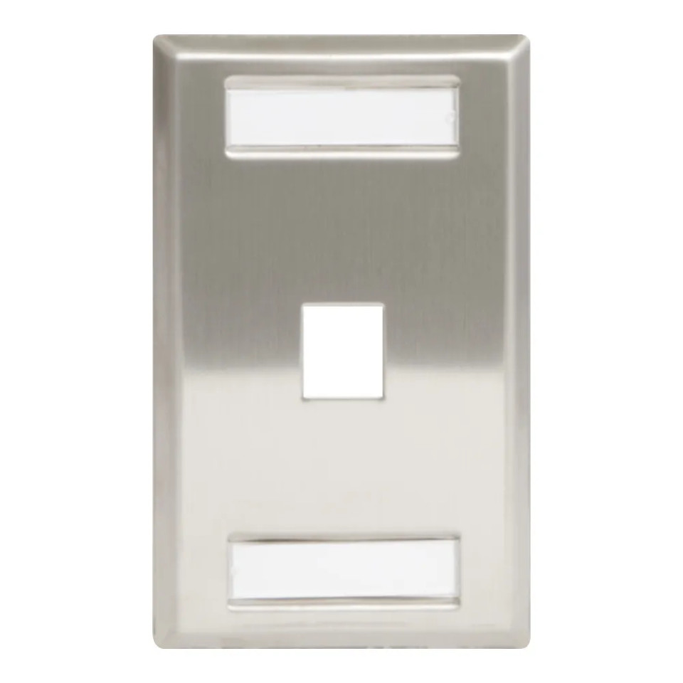 Station ID Stainless Steel Faceplate with 1 Port for EZ®/HD Style in Single Gang