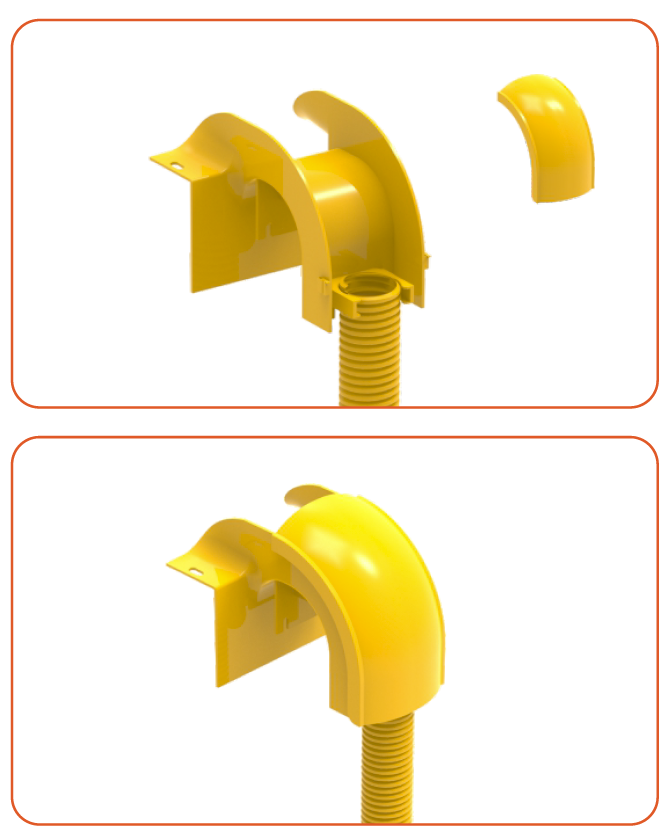FD120-SWFDH-P - CF120 Fiber Tray - Flex Drop with Hose (breakout view)
