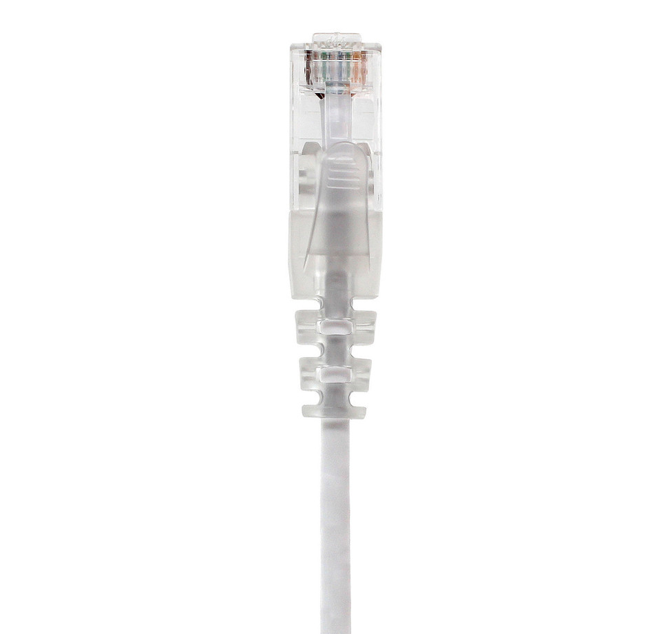 UL728-8006WT-CG - Cat6, 28AWG, Finger Boot, "Slim Jacket", White Jacket, vertical end view