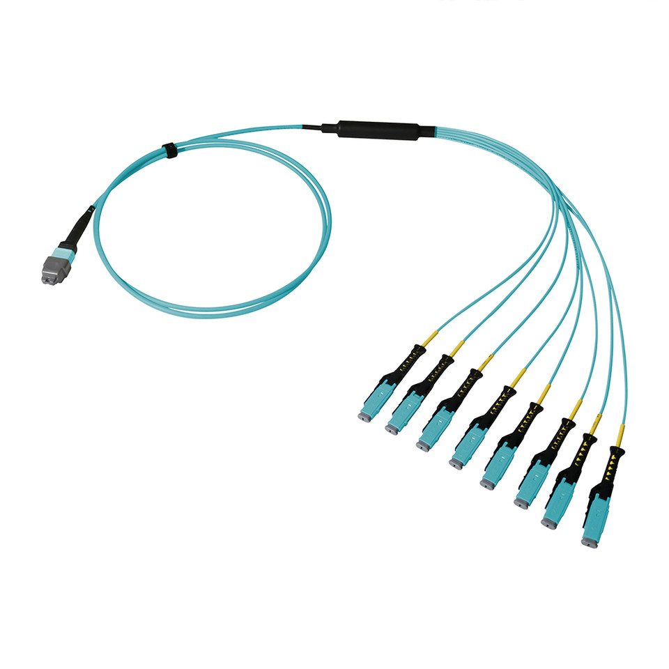 Breakout Cable, MTP® Elite/APC to MDC Uni-Boot, OM3 Multimode 50/125 Micron, 16 Fiber