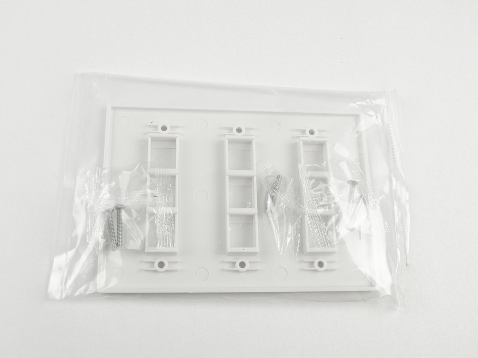 Classic Faceplate with 9 Ports in Triple Gang, White