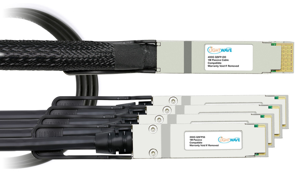 Mellanox Compatible 400GBASE, QSFP-DD to 4X 100G QSFP56, Breakout (DAC) Direct Attach Cables