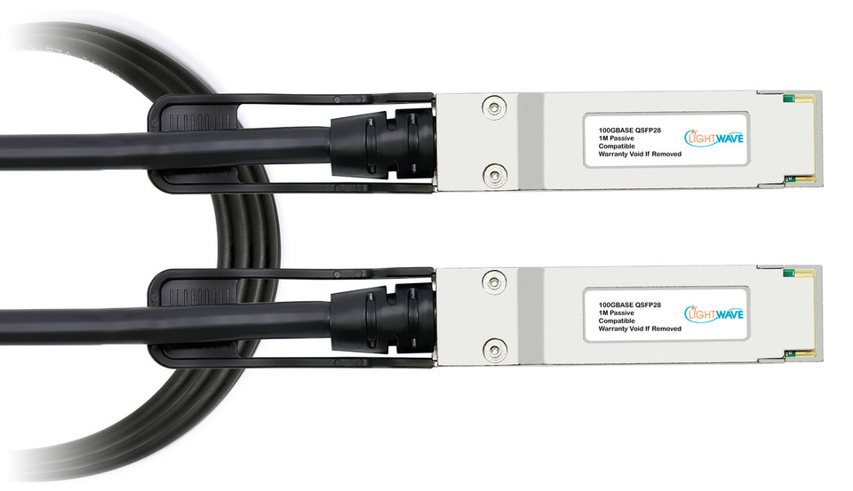 Dell Sonicwall Compatible 100GbE QSFP28 Passive DAC Cable, transceiver end view