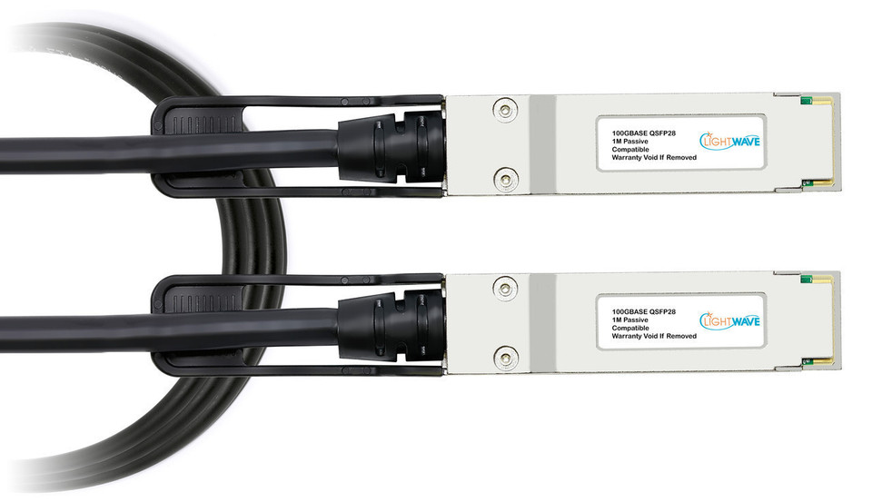 Nvidia Mellanox ETH Compatible 100GbE QSFP28 Passive DAC Cable, transceiver end view