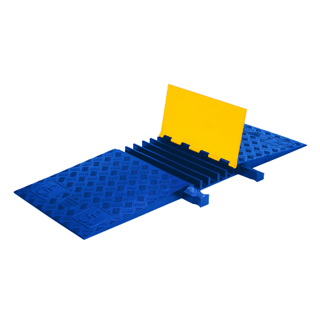 ADA 5-Channel Yellow Jacket® Cable Protector for 1.325" Lines , shown in blue base, yellow lid