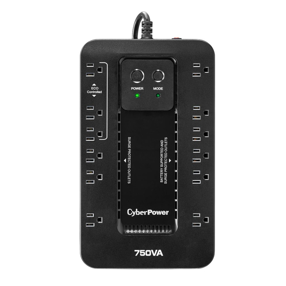 EC750GTAA - provides battery backup (using simulated sine wave output) and surge protection, front view