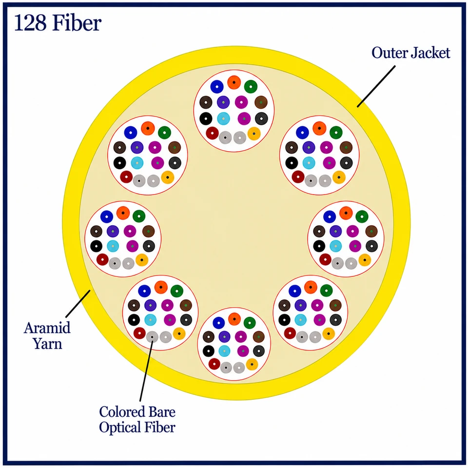 S09MD128CZNPY24-Y - 128 Fiber, SM, Indoor, Micro Distribution, Plenum, 11.0mm OD - 2.4mm Sub Units, Corning® ClearCurve® , cross section view