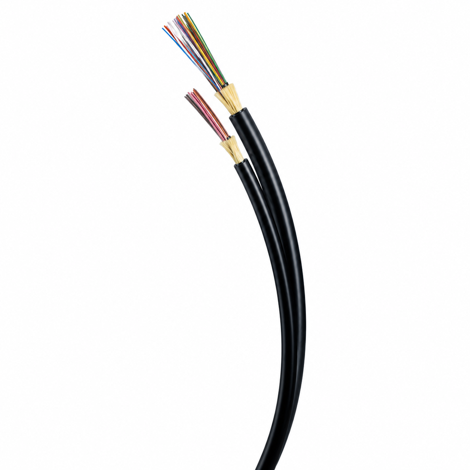 D-024CSLE9KM - OCC, D-Series Distribution, 24-Strand, 900um, Tight Buffered, Military Tactical, OS2, 9/125, Singlemode, Black Jacket, vertical cable