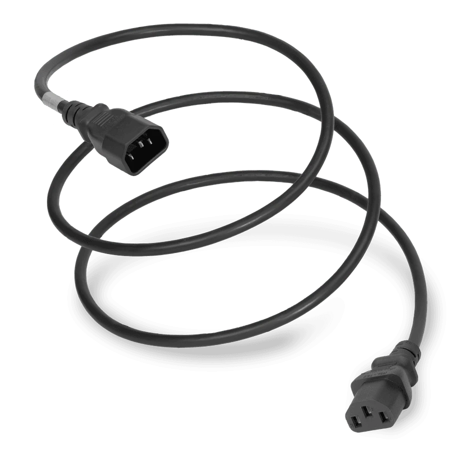 1413-SVT-xxx - Power Cord, C14 to C13, 18/3 AWG, 10Amp, 250V SVT Jacket, Black (Coiled)
