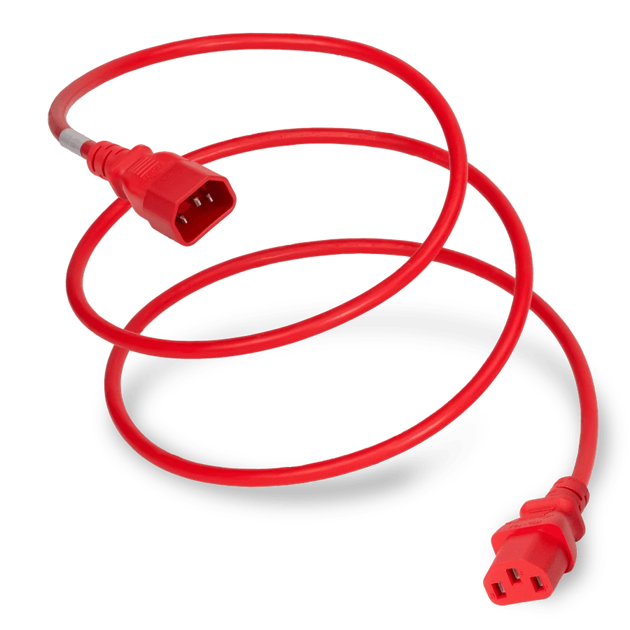 1413-SVT-xxx-RED - Power Cord, C14 to C13, 18/3 AWG, 10Amp, 250V SVT Jacket, Red (Coiled)