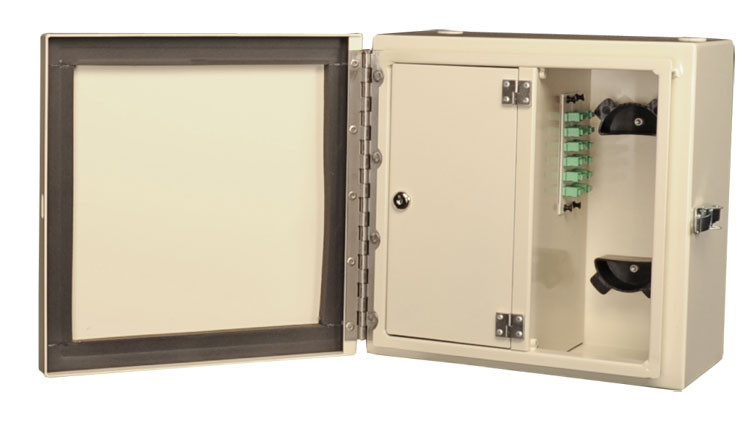 NEMA 4 Rated, 2 Panel Fiber Distribution Unit, open box empty