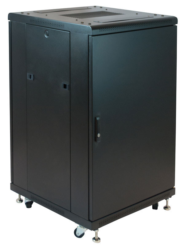 18U Floor Cabinet With Vented Shelves & Blank Plates, 2 Fan Kit