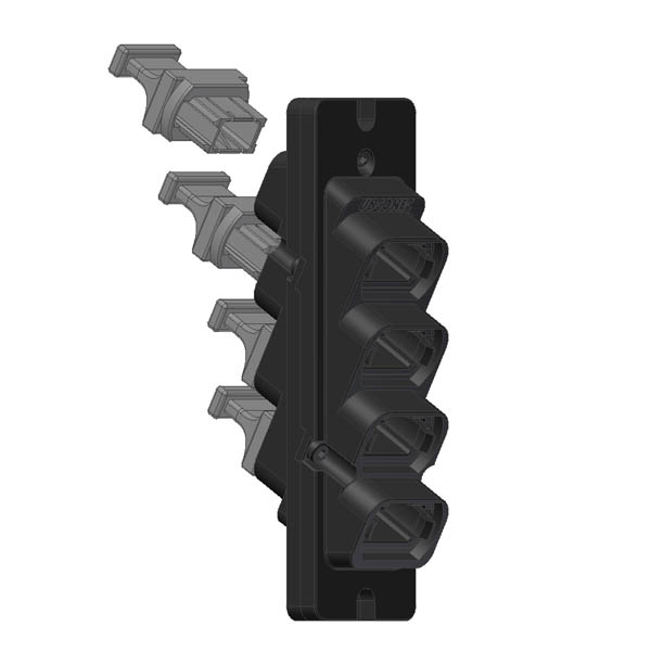 1x4 Ganged MTP/MPO Fiber Coupler, Angled