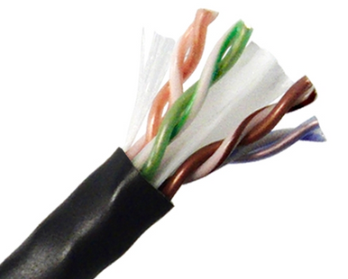 6CMP234BB - Cat 6, CMP, Plenum, 600 MHz., 4 Pair / 23 AWG, exploaded end view, black