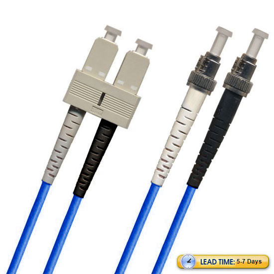 791415OM3D001MR3-BL - TAA Compliant Fiber Patch Cable, ST-SC Fiber Patch Cable, Multimode 50/125 10 Gig OM3, PC, Duplex, blue