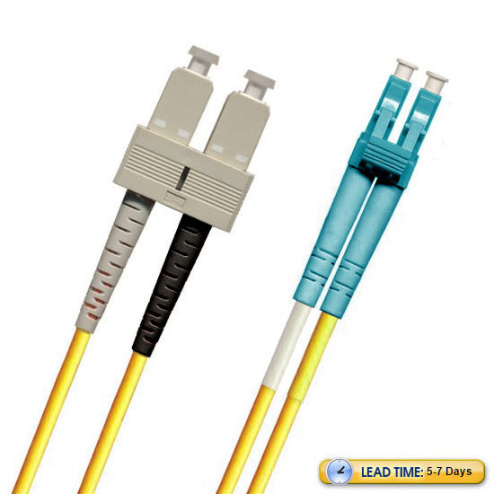 791518OM3D001MR1-YL- SC-LC Fiber Patch Cable, Multimode 50/125 10 Gig OM3, Duplex, yellow