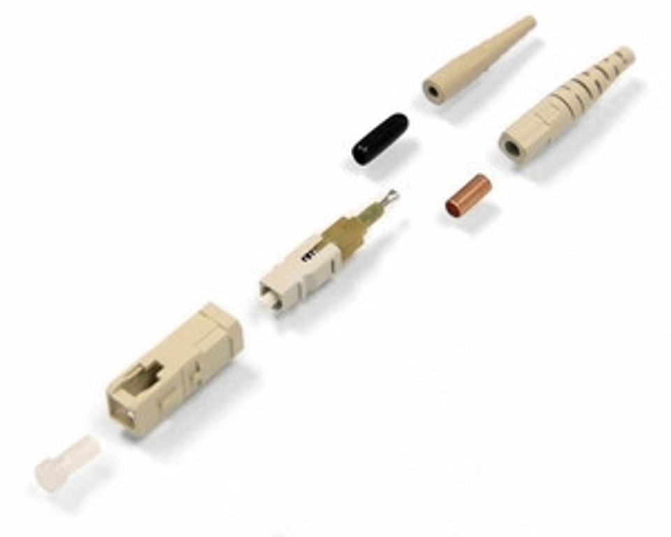 95-000-41 - Corning UniCam® Fiber Optic Connector, SC Male, 62.5/125 Multimode, OM1, Ceramic Ferrule, High-Performance (Disassembled view)